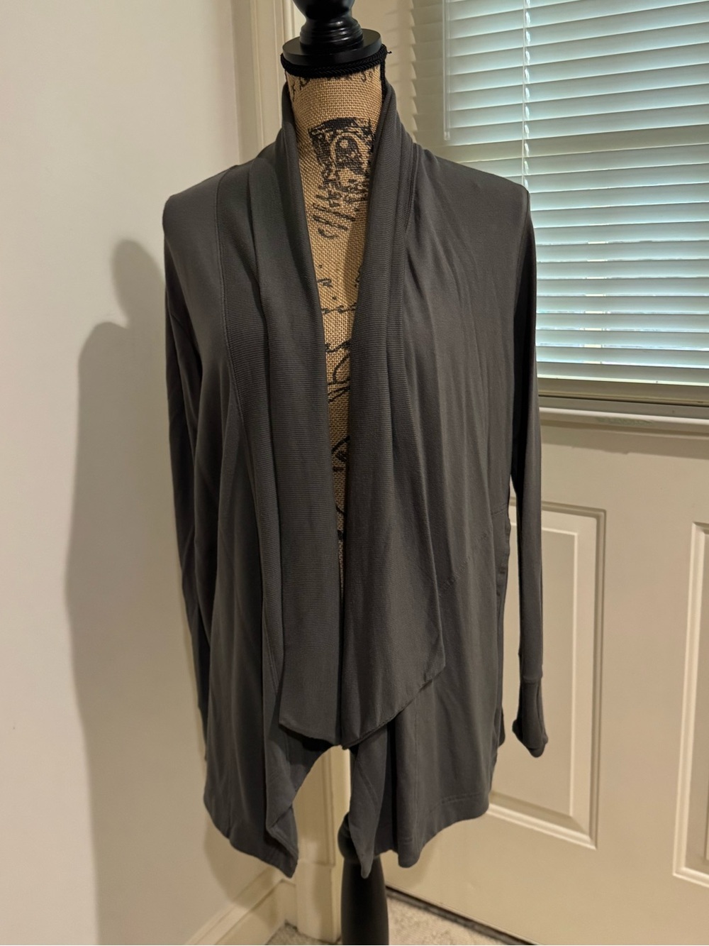 Athleta Dark Gray Open-Front Draped Cardigan